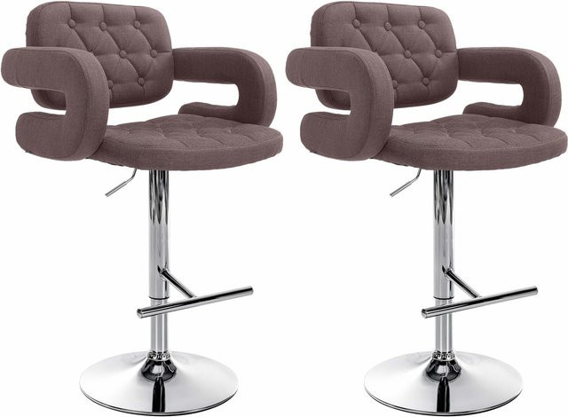 CLP 2er Set Barhocker Dublin mit gestepptem Stoff-Bezug und Höhenverstellung - Bild 1