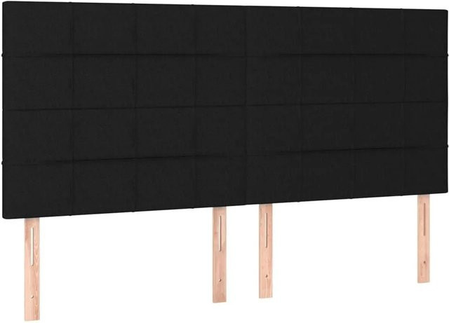 vidaXL Kopfteil Schwarz aus Stoff und Lärchenmassivholz B: 180 cm, T: 5 cm, H: 118-128 cm - Bild 1