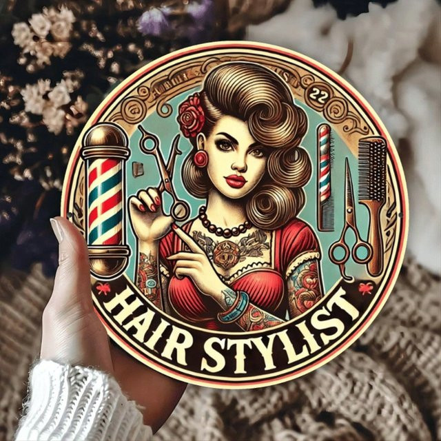 Retro-Friseur-Aluminiumschild CIFBUY als Wanddekoration aus Metall für Friseursalons und Cafés, Mehrfarbig, Breite: 20,32 cm, Höhe: 20,32 cm - Bild 1