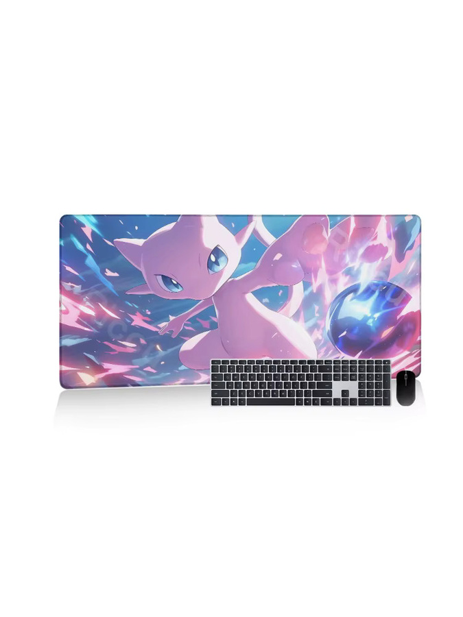 Potdemiel Pokemon Mewtwo Schreibtischunterlage Multicolour, großes Gaming-Mauspad mit genähtem Rand und Gummiunterseite - Bild 4