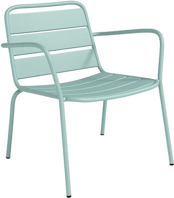 Vente-unique Gartensessel Mirmande aus Metall in Mandelgrün mit Armlehnen und Stapelfunktion, Breite: 60 cm - Bild 1