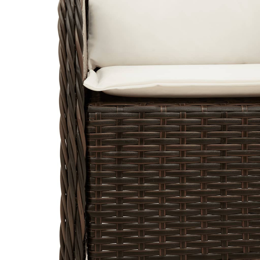vidaXL 3-teilige Garten-Essgruppe aus Poly Rattan mit Kissen und Hartglas, Braun, B/T/H: 67 x 74 x 80 cm - Bild 5