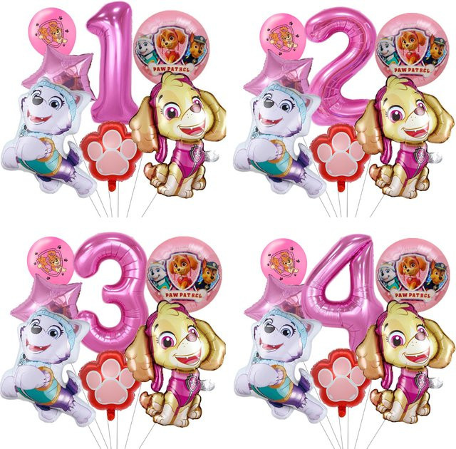 Paw Patrol Geburtstag Dekoration Set mit 7 bunten Aluminium-Folienballons für Kinderpartys - Bild 1