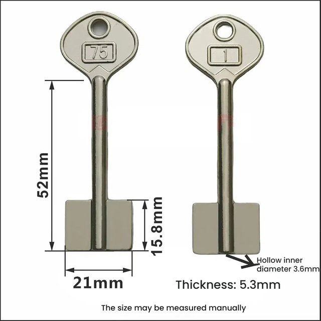 B-Y-S Hohlklemme Safe Key Blank Double Flag Pole Schlüsselrohling für Schlosser, Silber - Bild 1
