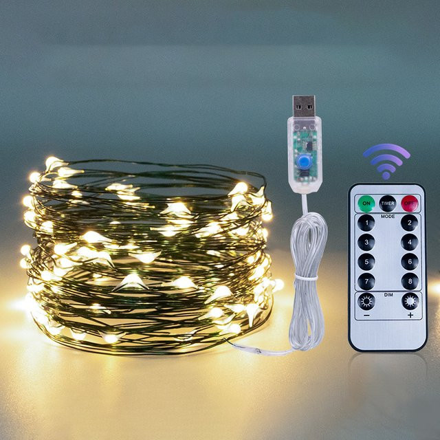 Merryle USB LED Lichterkette aus grünem Kupferdraht für Weihnachten, Hochzeit und Party - Bild 1
