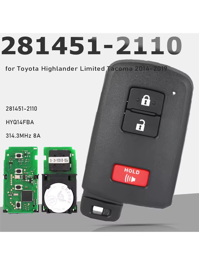 KEYECU Smart Key Remote Key Fob 281451-2110 AG 314,3 MHz für Toyota Land Cruiser Tacoma Highlander, Schwarz - Bild 4