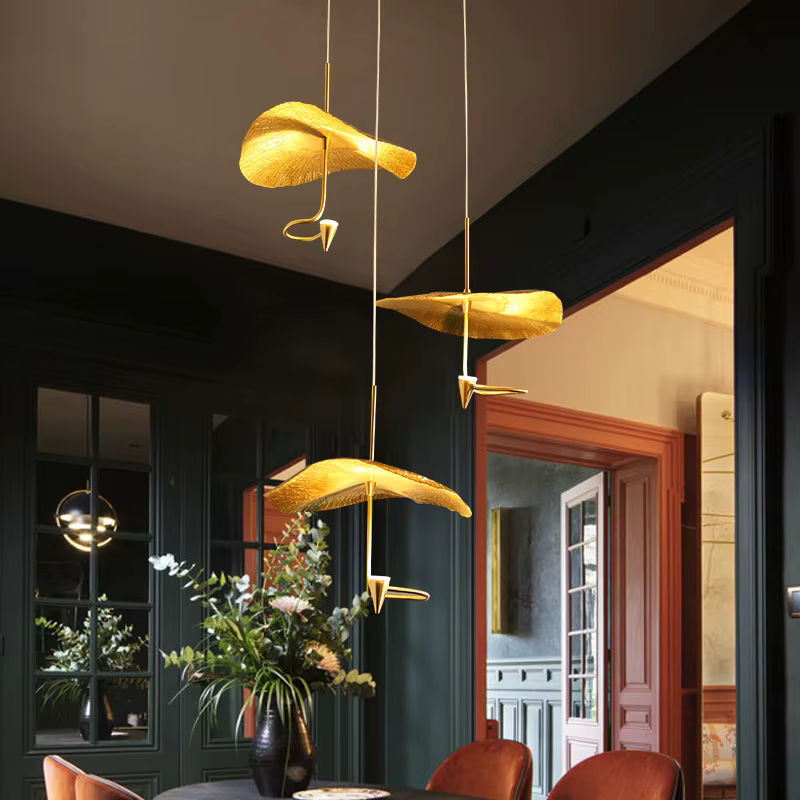 Moderne LED Hängelampe aus Kupfer von JIANKEXING in Kupfer und Gold für Wohnzimmer, Restaurant, Küche oder Schlafzimmer - Bild 2