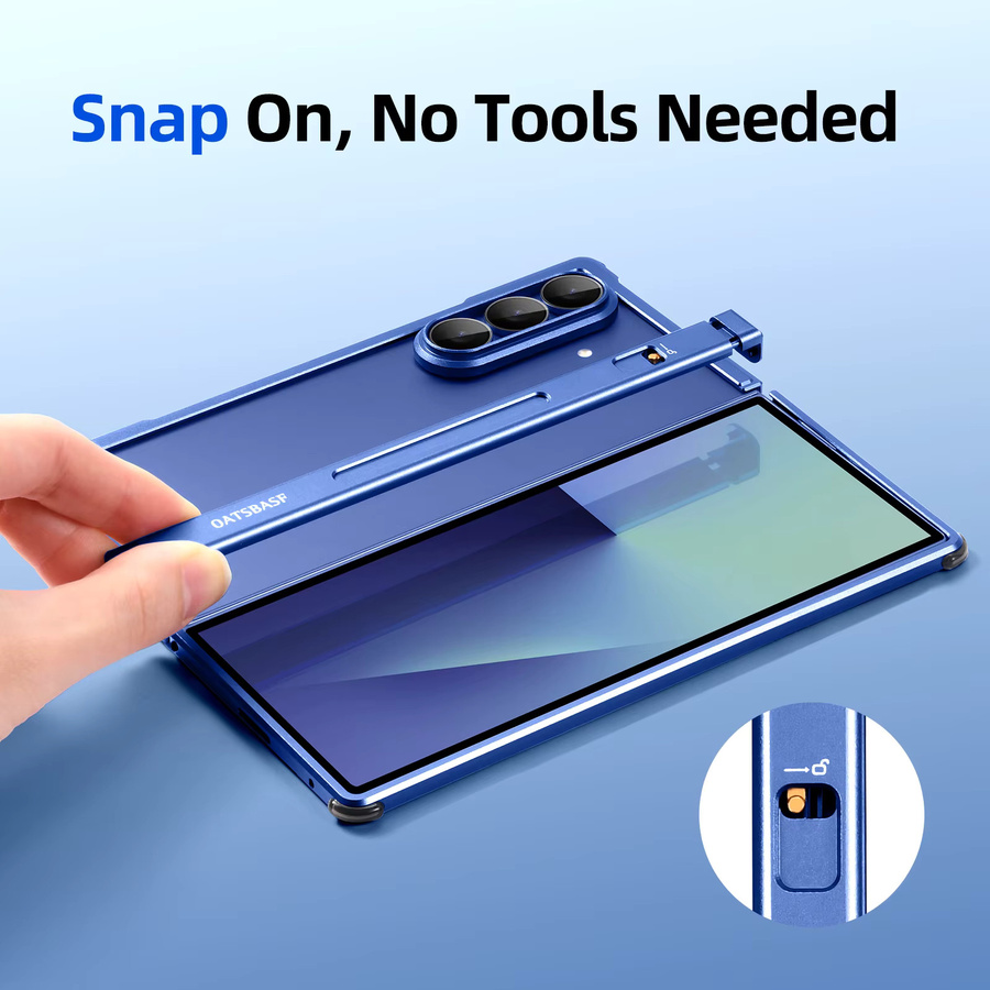Eary Aluminium-Hülle für Samsung Galaxy Z Fold 7 mit MagSafe Unterstützung, Stoßfester Rahmenloser Schutz, Blau - Bild 6