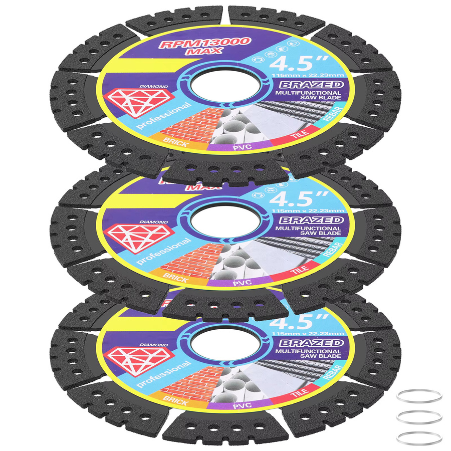 5/3-teiliges Winkelschleifer-Set mit Diamant-Trennscheiben und gelötetem Sägeblatt für Metall, Marmor und Fliesen, inklusive Nass- und Trockenschleifaufsatz, Multicolour - Bild 7
