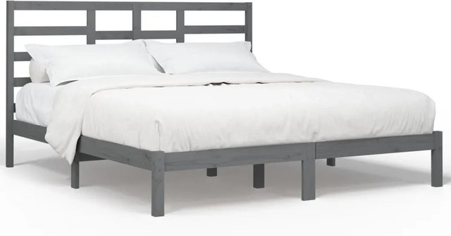 vidaXL Massivholzbett aus Kiefer in Grau, B/T: 200 x 200 cm - Bild 1