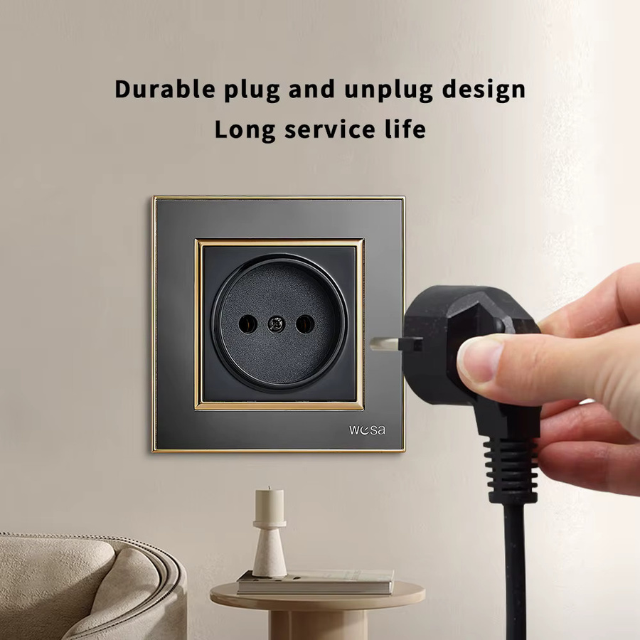 WESA Wandsteckdose mit eingebettetem Stecker in Schwarz, EU-Standard, flammhemmend, 250 V - Bild 4