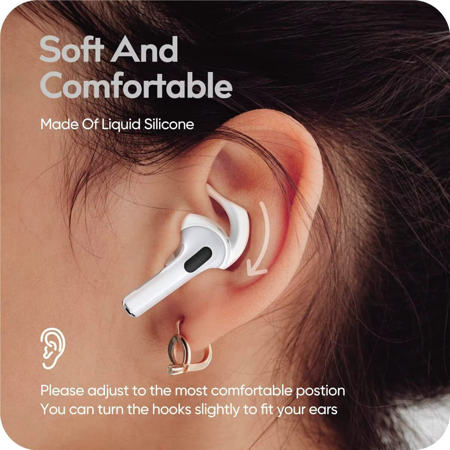 Silikon Ohrbügel-Aufsätze für Apple AirPods Pro 2, AirPods 4 und 3. Generation als rutschfeste In-Ear Ohrpolster-Abdeckungen in Schwarz oder Weiß - Bild 2