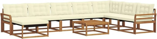 vidaXL Outdoor-Sofagarnitur aus Massivholz Akazie in Braun und Beige mit Textilene-Elementen und Polsterkissen, 25-teilig - Bild 1