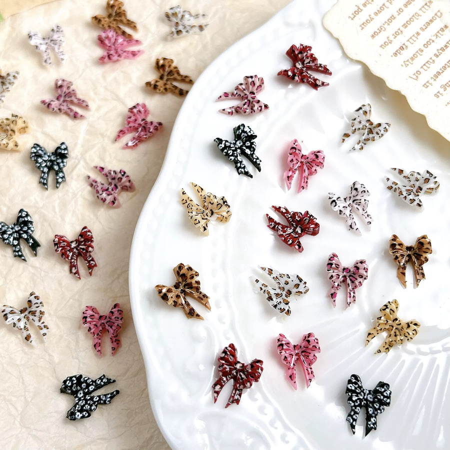 30 Stück Nagel Charms Harz Bogen Herz Leopard Print, Nail Art Dekoration - Bild 3