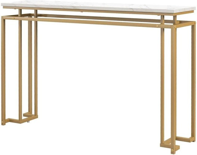 Costway Beistelltisch modern in Weiß und Gold mit Metallrahmen, B/T/H: 80,5 x 30 x 30 cm - Bild 1