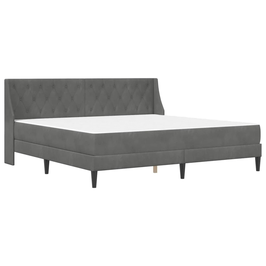 vidaXL Bettgestell mit Matratze 2-teilig in Dunkelgrau aus Samt, B/T/H: 202 x 200 x 96 cm - Bild 2