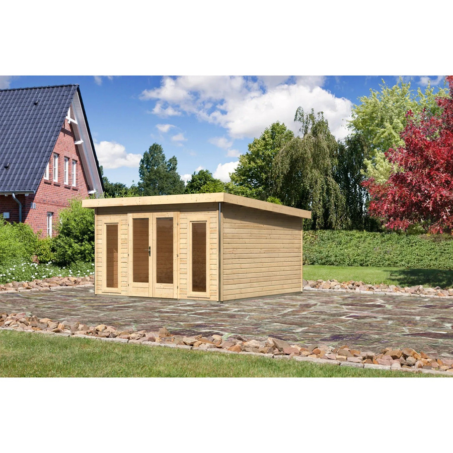 Karibu Holz-Gartenhaus Norrköping mit Pultdach in Naturbelassen/Braun, B/T: 365 x 365 cm - Bild 2
