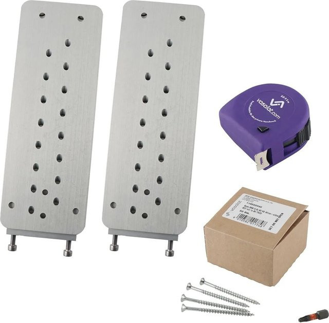 vasalat Set HVP Schwerlastverbinder aus Aluminium in Silber, B/H: 80 x 220 mm, inklusive Spaxschrauben und TX20 Bit - Bild 1