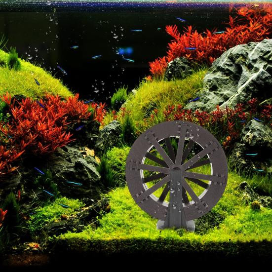 DIY Wasserrad für Wasserfall und Brunnen als Aquarium Dekor im Retro-Stil, Durchmesser: 13 cm - Bild 4