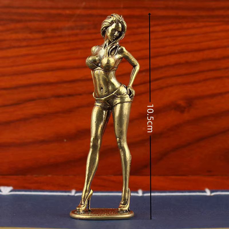 Edle Messing-Statuette einer Frau im Bikini in Gold als dekorative Kunstfigur für deine Sammlung - Bild 3