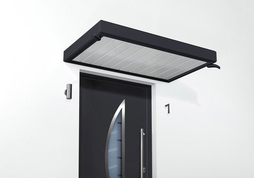GUTTA Rechteckvordach NM aus Kunststoff in Anthrazit/Weiß/Grau, Breite: 150 cm, Höhe: 90 cm, Tiefe: 14 cm - Bild 1