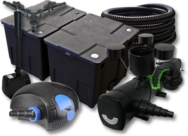 Sunsun Teichfilter Set mit 100W Pumpe, 72W UVC, Skimmer und Schlauch in Schwarz - Bild 1