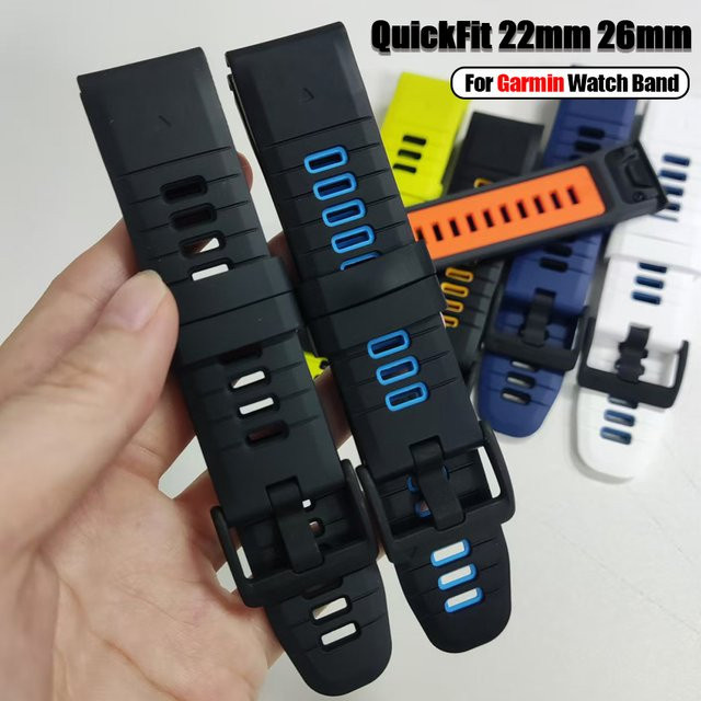 Silikonarmband für Garmin Fenix 8 Pro AMOLED, E 7 7X, 6 6X, 5 5X, Tactix, Enduro 3 und Forerunner 970 mit Quick Fit Anschluss, Breite: 26 mm, Höhe: 22 mm - Bild 1