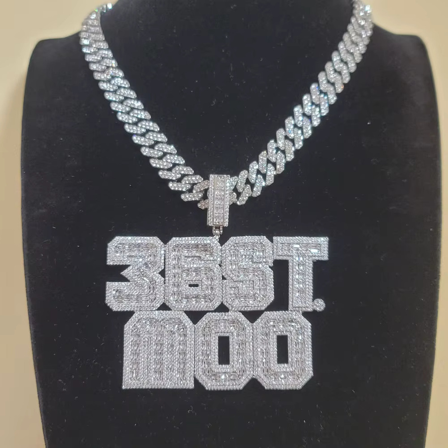 DOBLING Namensanhänger, Baguettecz, Zirkonia, Edelstahl, Silber, Unisex - Bild 3