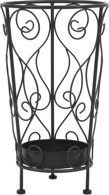 vidaXL Regenschirmständer im Vintage-Stil aus Metall mit herausnehmbarem Tablett, Schwarz, B: 26 cm, T: 46 cm, H: 46 cm - Bild 1