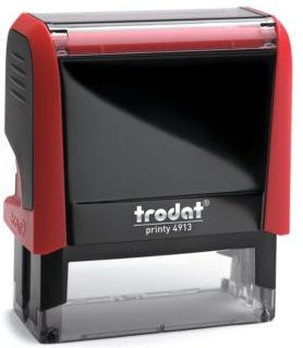 Adress-Stempel trodat Printy 4913 mit rotem Gehäuse und schwarzer Stempelabdruckfarbe - Bild 1