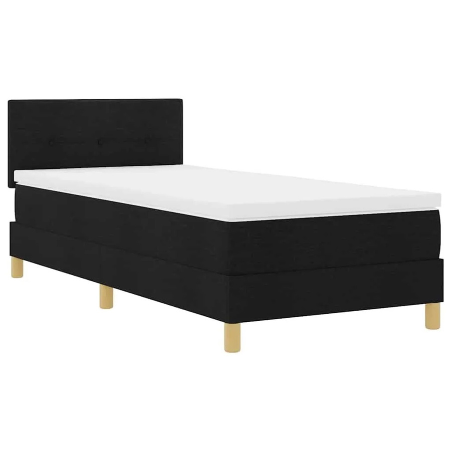 vidaXL Boxspringbett mit Matratze Schwarz aus Stoff, B/T/H: 90 x 190 x 88 cm - Bild 2