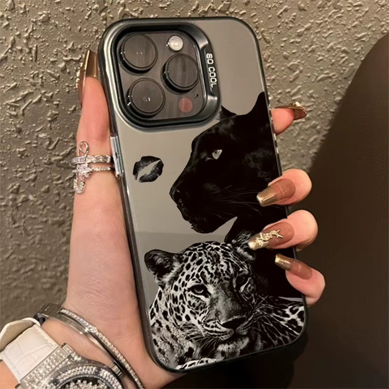 Silberne Handyhülle mit Leopardenmuster für Apple iPhone Modelle, galvanisiertes Design - Bild 4
