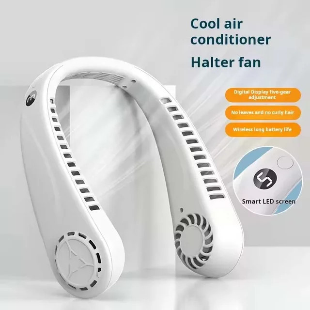 ROFAELEC Tragbarer Mini-Nackenventilator in Weiß, USB-aufladbar und flügellos für Outdoor-Sport und Reisen - Bild 1
