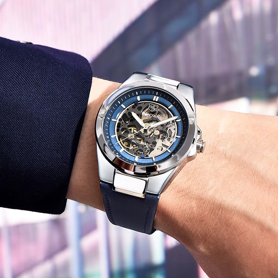 BENYAR Automatik-Armbanduhr, Edelstahl, Weiß, Herren - Bild 5