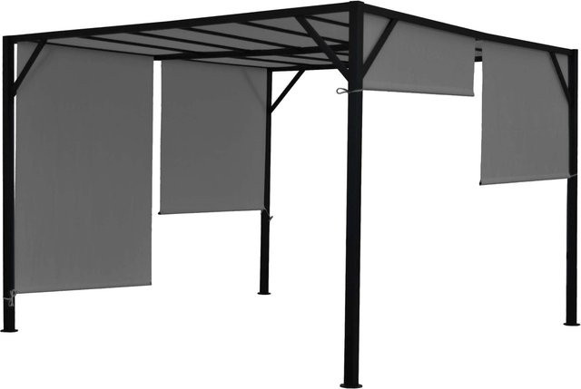 BERLINLODGE Pergola Baia Garten Pavillon mit Schiebedach in Grau, H: 212 cm, B: 305 cm, T: 405 cm - Bild 1