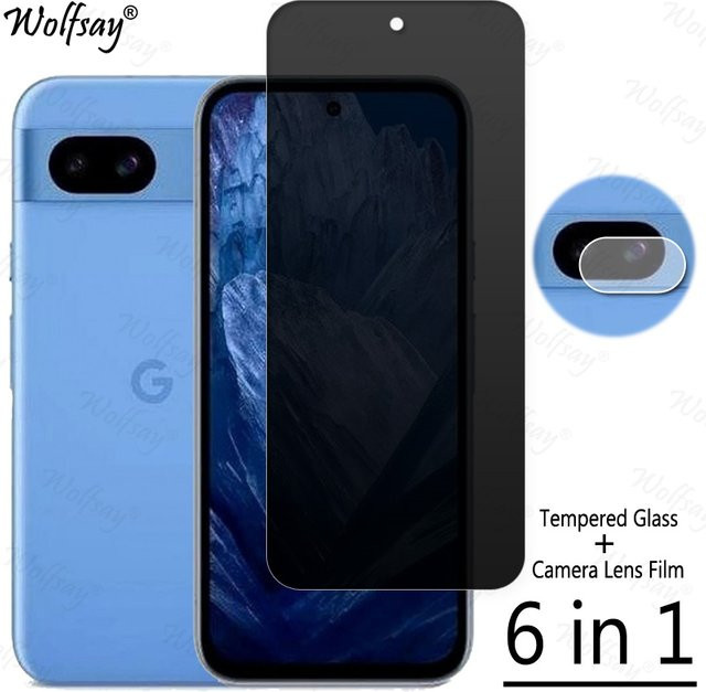 Sichtschutz-Displayschutz aus gehärtetem Glas für Google Pixel 8A, Pixel 8 und Pixel 9 Pro XL inklusive Kameraglas, transparent - Bild 1