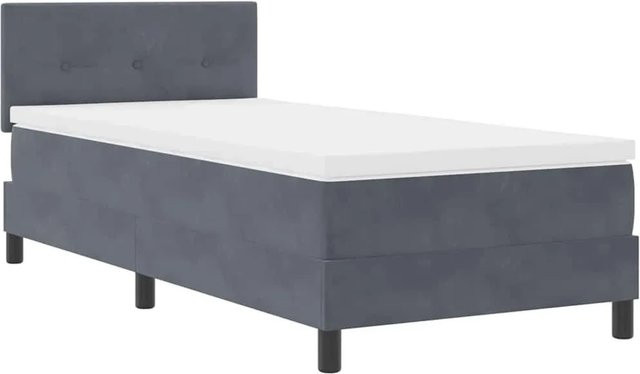 vidaXL LED Boxspringbett mit Matratze aus Samt in Dunkelgrau, B/T/H: 100 x 200 x 103 cm - Bild 1