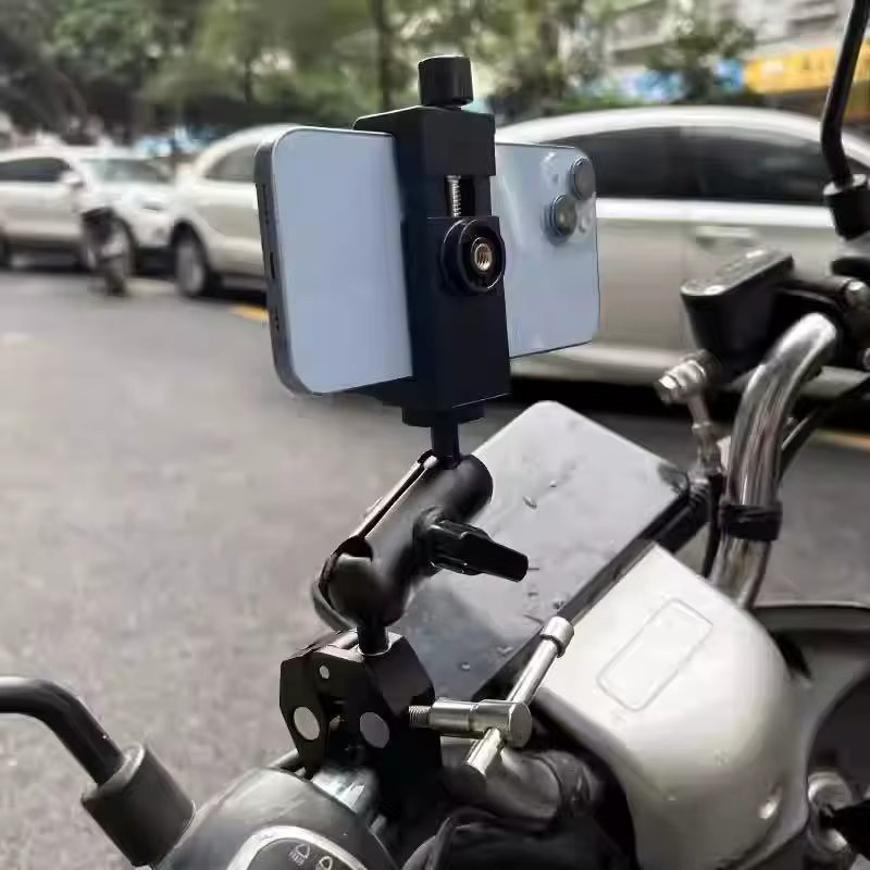 GoPro 360-Grad-Motorrad-Lenkerhalterung für Sportkameras und Fahrradbefestigung in Schwarz - Bild 2