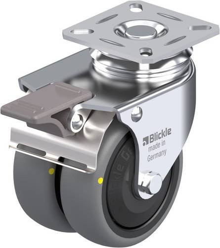 Blickle Doppel-Lenkrolle LDA-TPA 75KF-FI-ELS in Schwarz und Grau mit 75 mm Rad-Durchmesser und 100 kg Tragfähigkeit - Bild 1