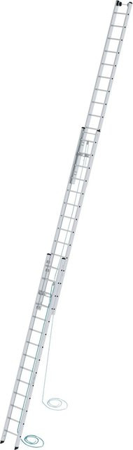 PROREGAL Sprossen-Seilzugleiter 3-teilig aus Aluminium in Silber, 3 x 16 Sprossen, ohne Traverse - Bild 1