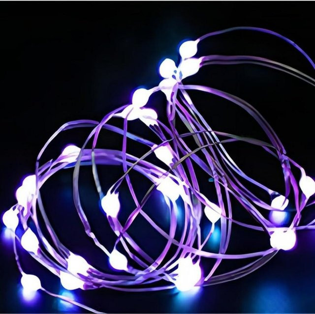 Wasserdichte USB LED Lichterkette aus Kupferdraht in Violett für Weihnachten, Hochzeit und Party, Länge: 2 m - Bild 1