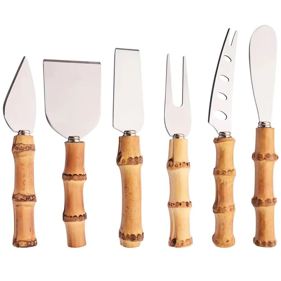 6-teiliges Käsemesser-Set von JAOER aus Edelstahl mit Bambusgriffen in Silber - Bild 2