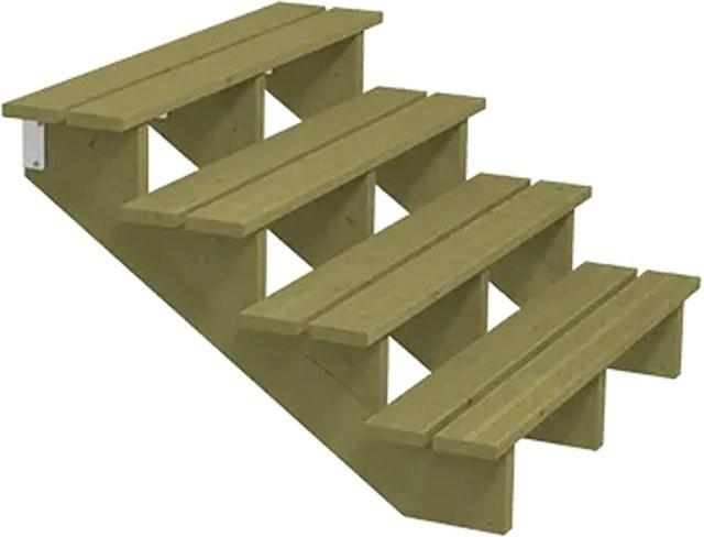Plus A/S Terrassentreppe mit 4 Stufen aus druckimprägniertem Holz, B/T/H: 100 x 68 x 120 cm - Bild 1