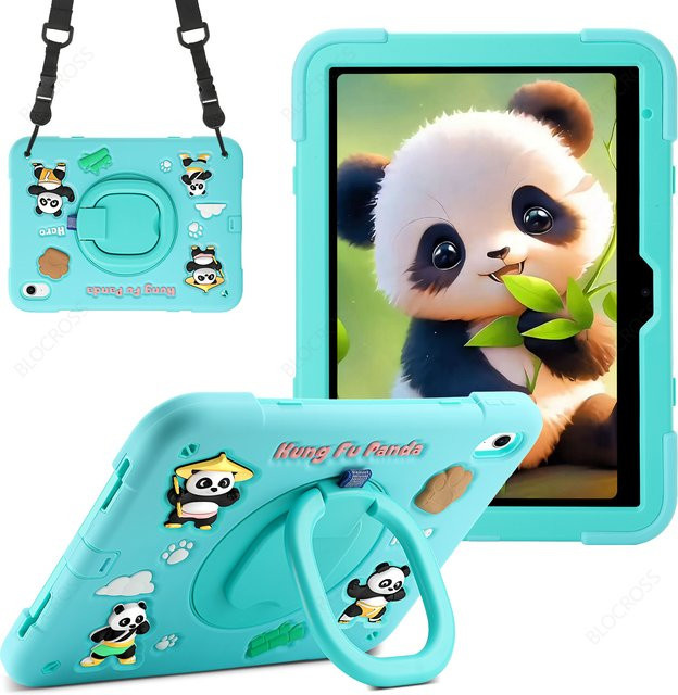 BLOCROSS Stoßfeste Kindersichere Schutzhülle mit Drehständer für iPad 7. 8. 9. 10. Generation (10.2 Zoll) und iPad 11. 12. Generation, Blau und Türkis - Bild 1