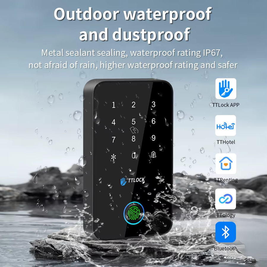 Asia-Teco MJ03 Smart Lock mit Bluetooth, NFC RFID Kartenleser und Fingerabdruck-Funktion, IP67 Wasserdicht, kompatibel mit TTLOCK App und G2 WLAN-Gateway - Bild 2
