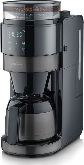 Severin AromaOne KA 4831 Filterkaffeemaschine mit Mahlwerk und Thermokanne in Schwarz/Silber mit Timer und 1 l Wassertank - Bild 2