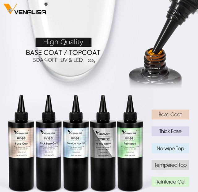 Venalisa Nowipe Topcoat Soak Off LED UV-Nagelgel, 30 ml, glänzend - Bild 1