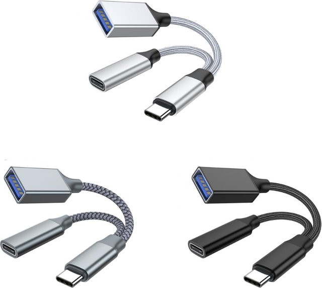 POFAN USB-C zu USB-C OTG-Adapterkabel PD10W Schnellladekabel für Mobiltelefone und Laptops in Grau - Bild 1