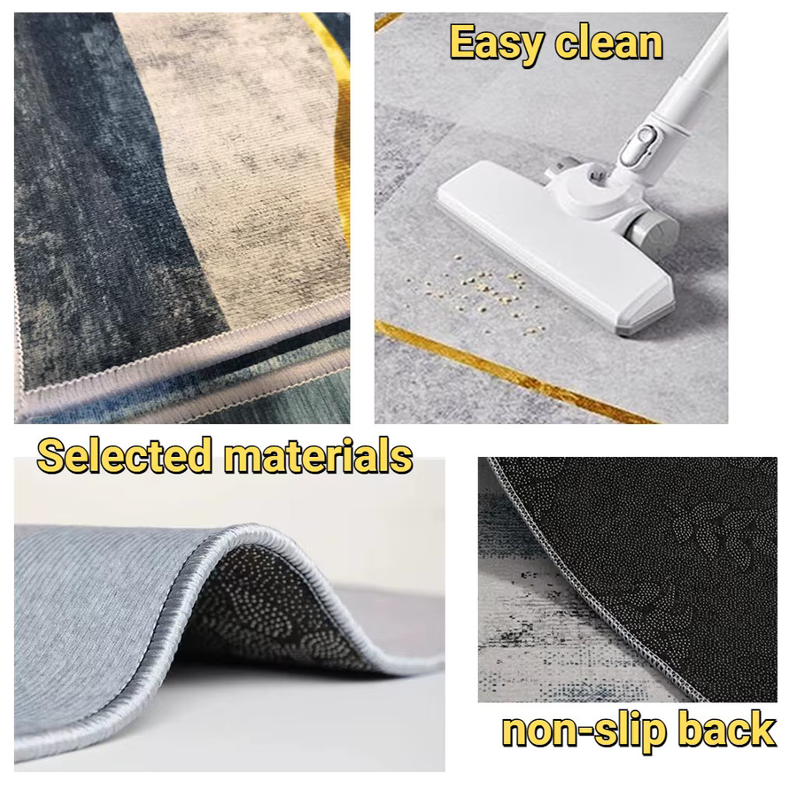 LYAHKAE Läufer-Teppich in Grau, moderner Korridor-Teppich mit abstraktem Design für Flur und Wohnzimmer, pflegeleicht und rechteckig - Bild 2