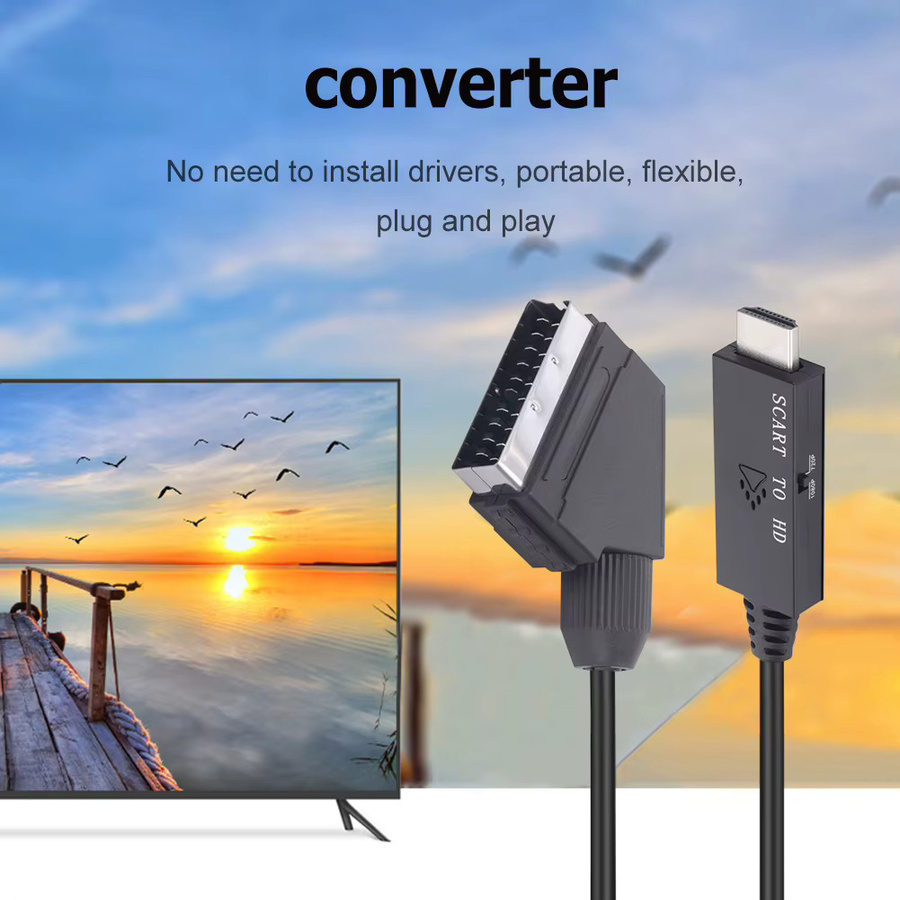 MOJOYCE SCART zu HDMI Video Audio Konverter Adapter in Schwarz für Full HD 1080P mit Micro USB Anschluss - Bild 3
